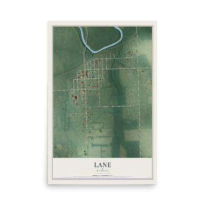 Map of Lane, Kansas, 12 x 18 inch unframed archival matte print
