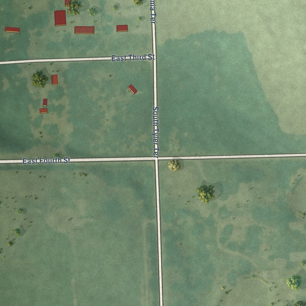 Second close-up of the map of Lane, Kansas print showing more streets and buildings