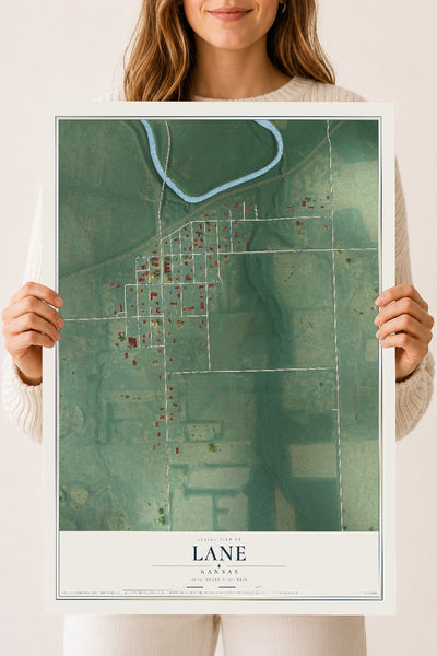 Map of Lane, Kansas, 18 x 24 inch unframed archival matte print