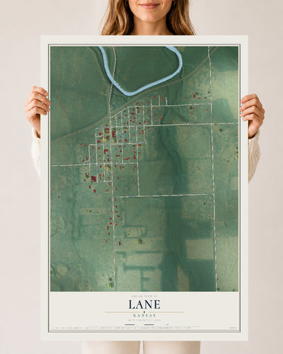 Map of Lane, Kansas, 24 x 36 inch unframed archival matte print