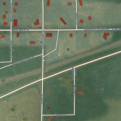 Close-up of the map of Langdon, Kansas print showing street and building detail