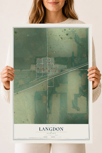 Map of Langdon, Kansas, 18 x 24 inch unframed archival matte print