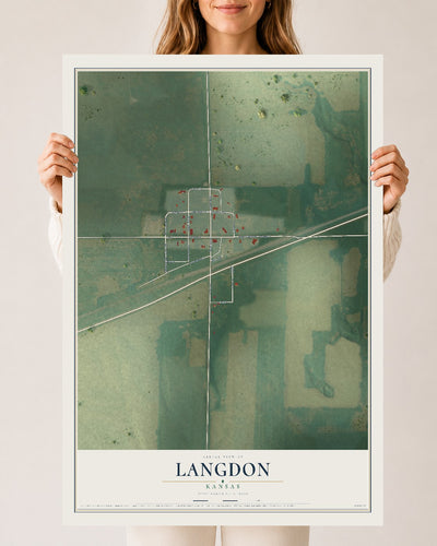 Map of Langdon, Kansas, 24 x 36 inch unframed archival matte print