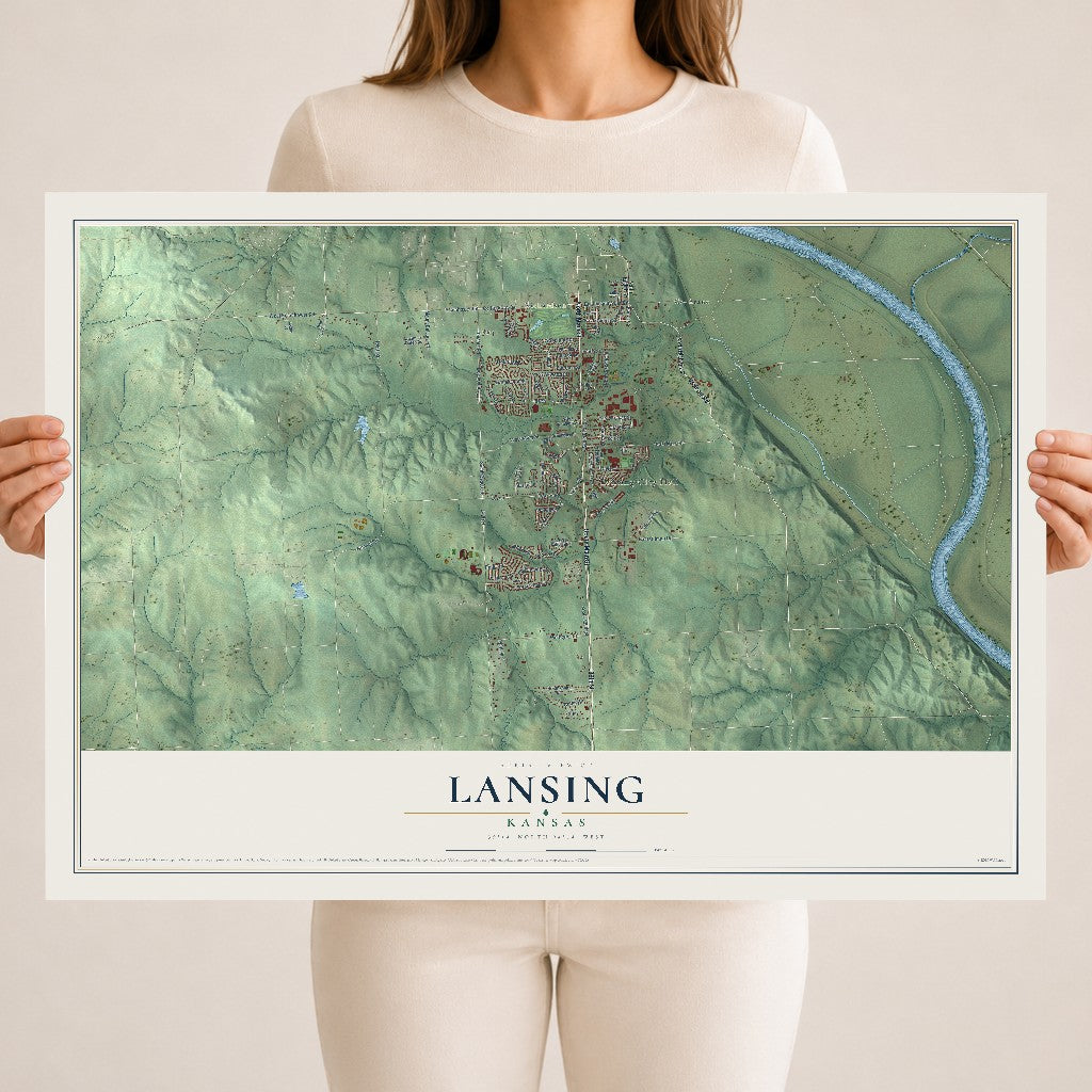 Map of Lansing, Kansas, 18 x 24 inch unframed archival matte print