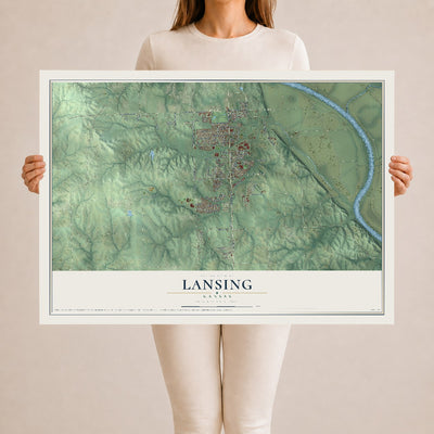 Map of Lansing, Kansas, 24 x 36 inch unframed archival matte print