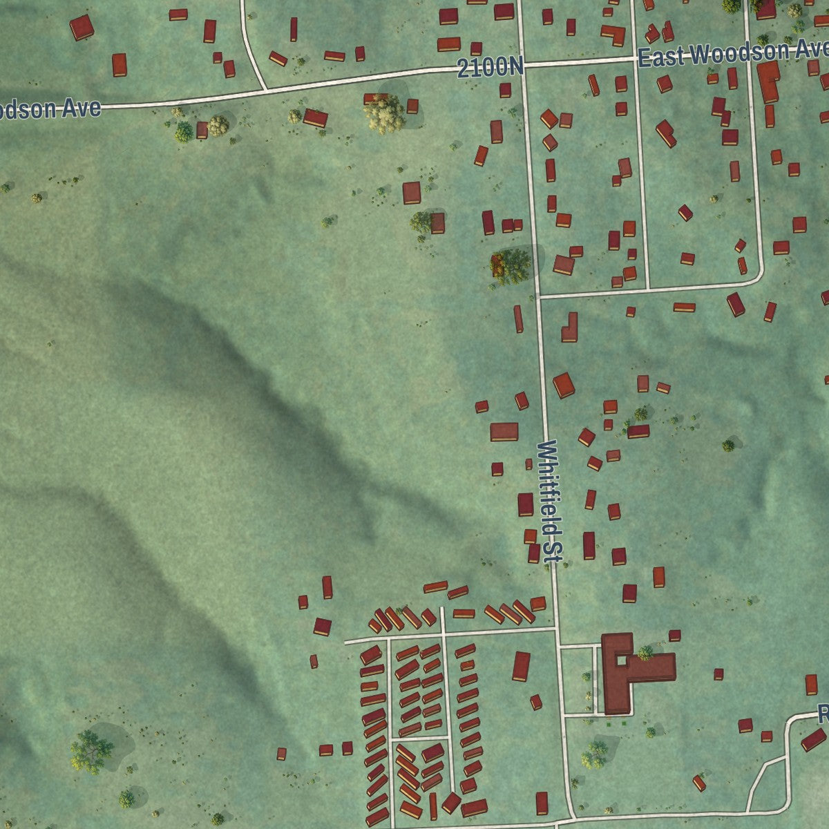 Second close-up of the map of Lecompton, Kansas print showing more streets and buildings