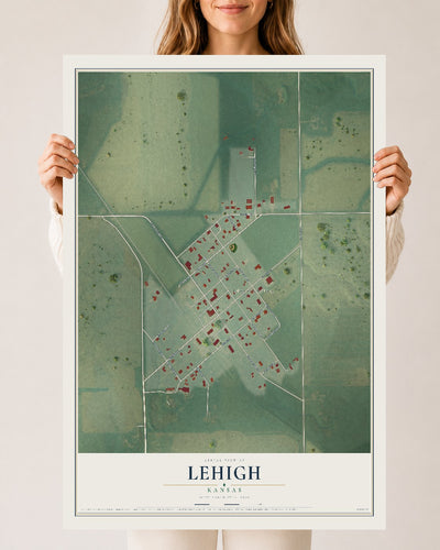 Map of Lehigh, Kansas, 24 x 36 inch unframed archival matte print