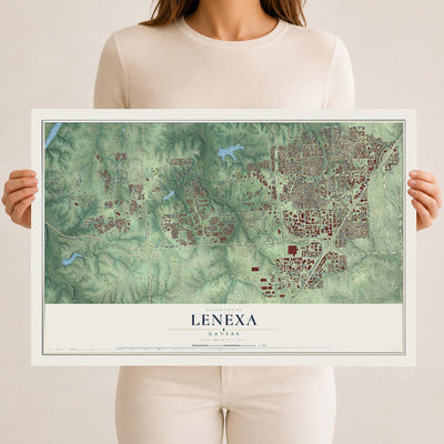 Map of Lenexa, Kansas, 12 x 18 inch unframed archival matte print