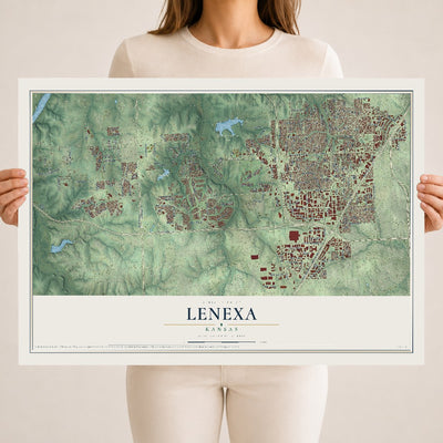 Map of Lenexa, Kansas, 18 x 24 inch unframed archival matte print