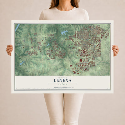 Map of Lenexa, Kansas, 24 x 36 inch unframed archival matte print