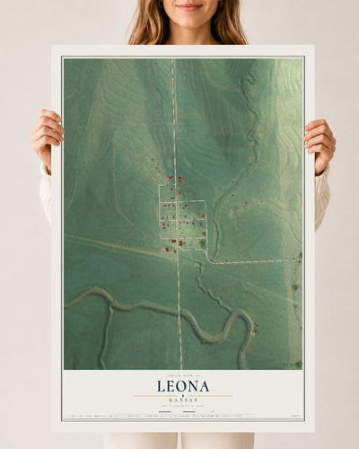 Map of Leona, Kansas, 24 x 36 inch unframed archival matte print