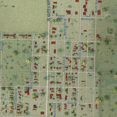 Second close-up of the map of Leoti, Kansas print showing more streets and buildings