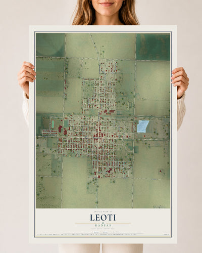Map of Leoti, Kansas, 24 x 36 inch unframed archival matte print