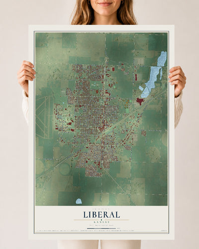 Map of Liberal, Kansas, 24 x 36 inch unframed archival matte print