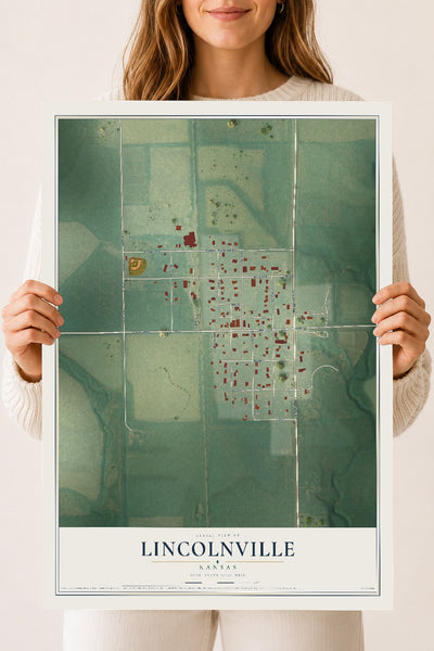 Map of Lincolnville, Kansas, 18 x 24 inch unframed archival matte print