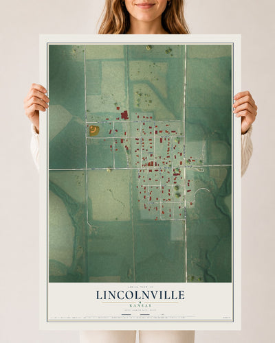 Map of Lincolnville, Kansas, 24 x 36 inch unframed archival matte print