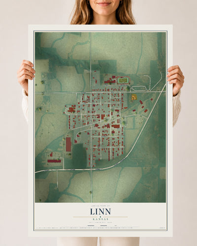 Map of Linn, Kansas, 24 x 36 inch unframed archival matte print