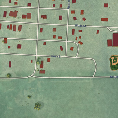 Close-up of the map of Longford, Kansas print showing street and building detail