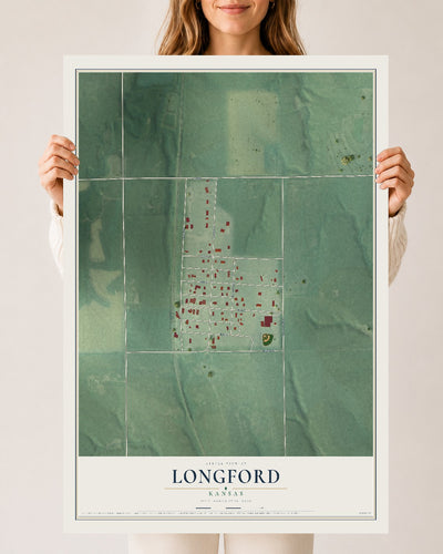 Map of Longford, Kansas, 24 x 36 inch unframed archival matte print