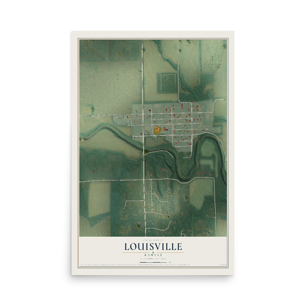 Map of Louisville, Kansas, 12 x 18 inch unframed archival matte print
