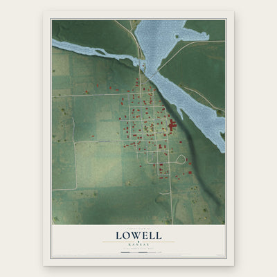 Lowell, Kansas map print, the full design