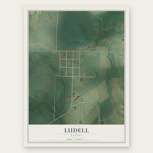 Ludell, Kansas map print, the full design