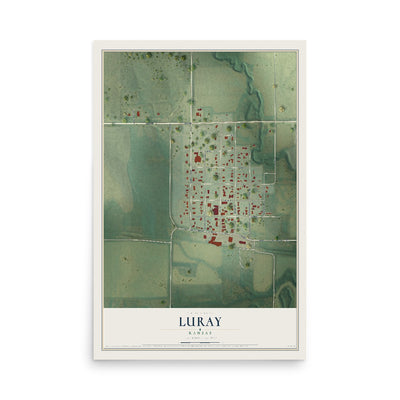Map of Luray, Kansas, 12 x 18 inch unframed archival matte print