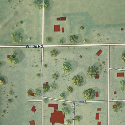 Second close-up of the map of Luray, Kansas print showing more streets and buildings