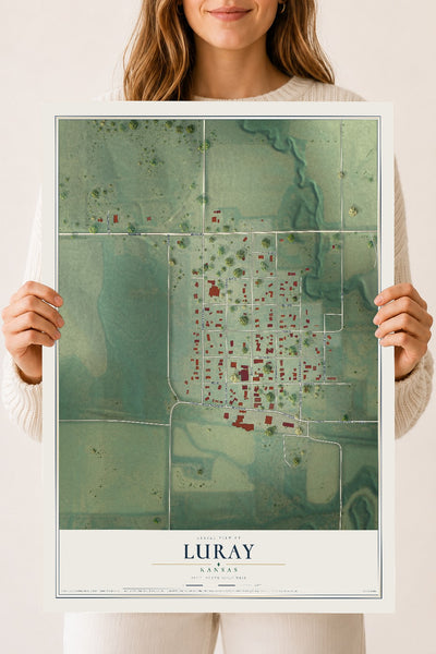 Map of Luray, Kansas, 18 x 24 inch unframed archival matte print