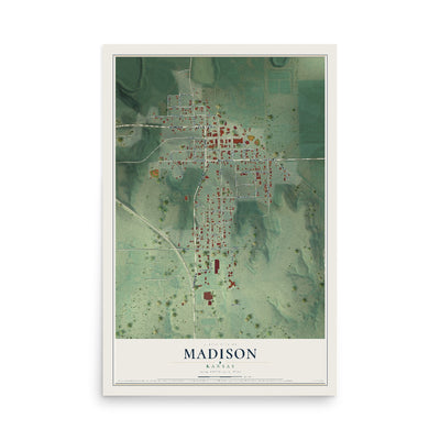 Map of Madison, Kansas, 12 x 18 inch unframed archival matte print