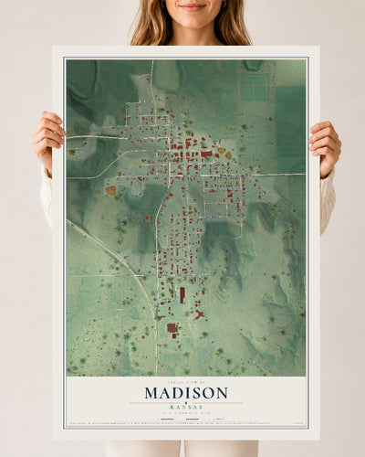 Map of Madison, Kansas, 24 x 36 inch unframed archival matte print