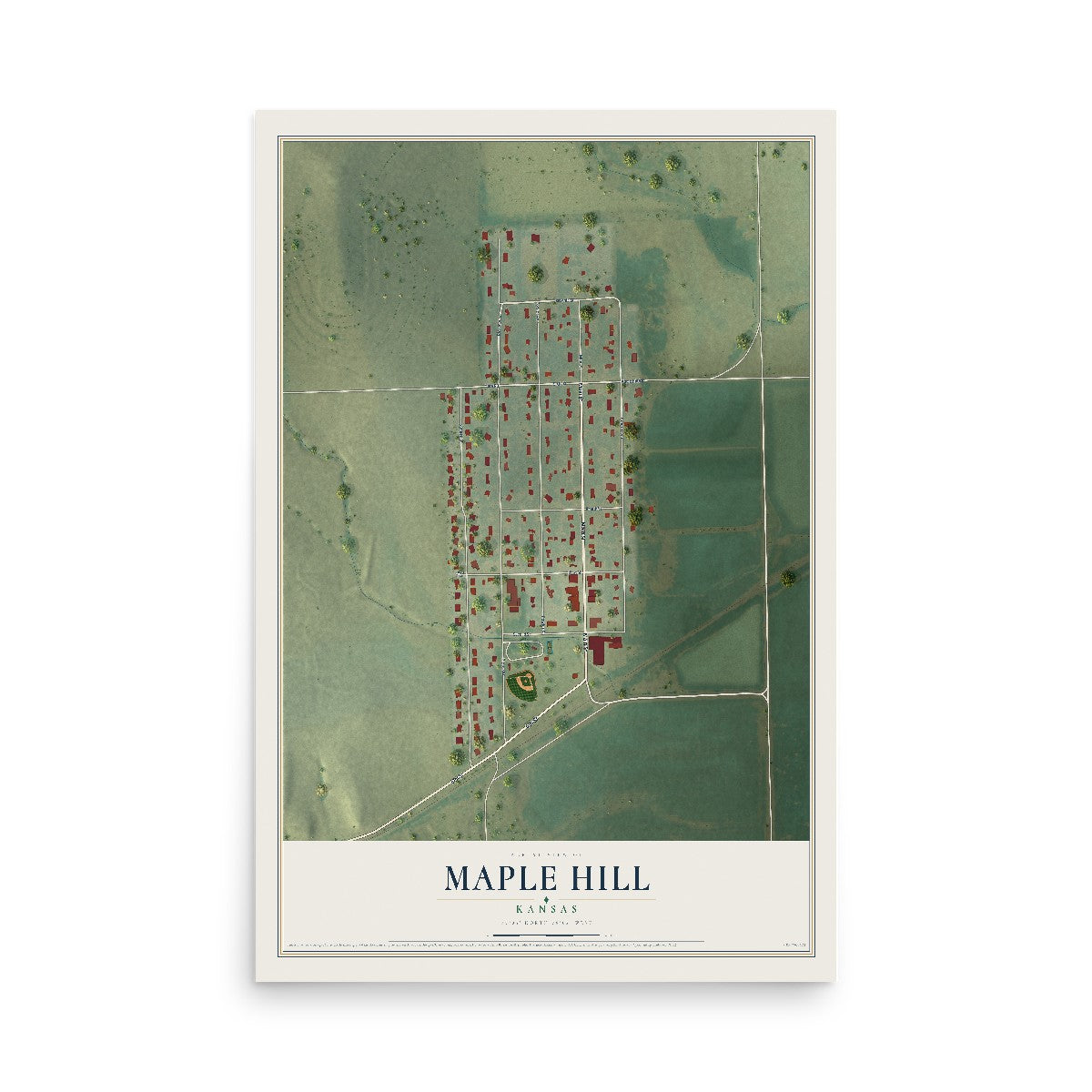 Map of Maple Hill, Kansas, 12 x 18 inch unframed archival matte print