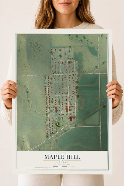 Map of Maple Hill, Kansas, 18 x 24 inch unframed archival matte print