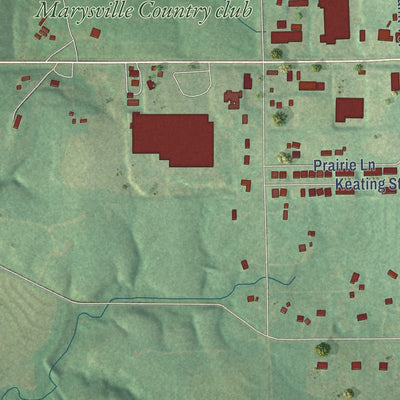 Second close-up of the map of Marysville, Kansas print showing more streets and buildings