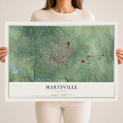 Map of Marysville, Kansas, 18 x 24 inch unframed archival matte print