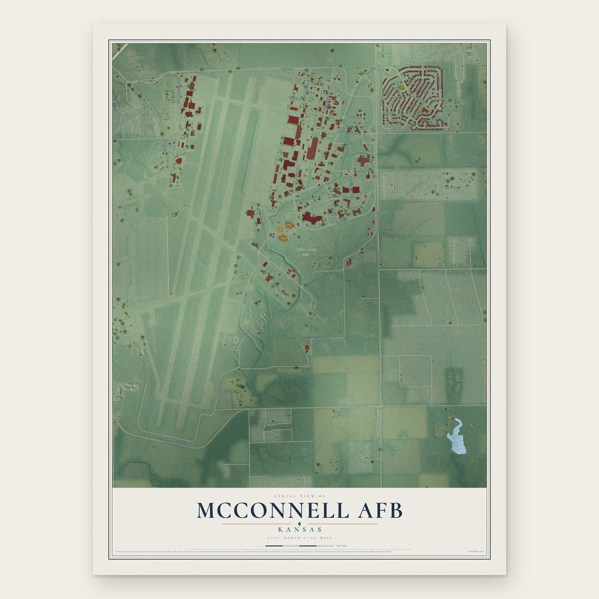 McConnell AFB, Kansas map print, the full design