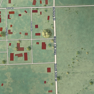 Second close-up of the map of McCune, Kansas print showing more streets and buildings