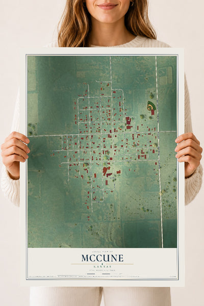 Map of McCune, Kansas, 18 x 24 inch unframed archival matte print