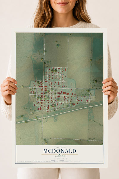 Map of McDonald, Kansas, 18 x 24 inch unframed archival matte print