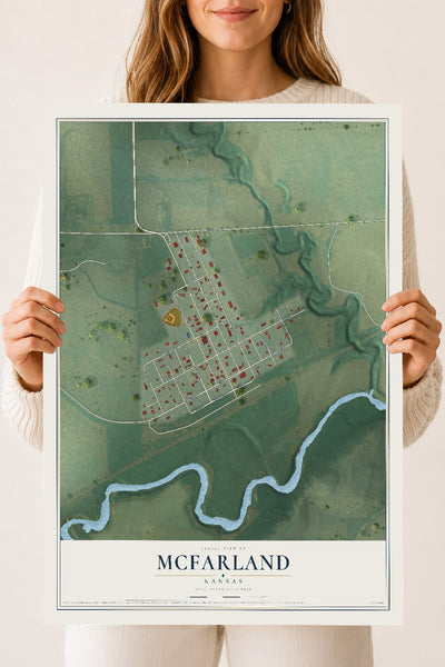 Map of McFarland, Kansas, 18 x 24 inch unframed archival matte print