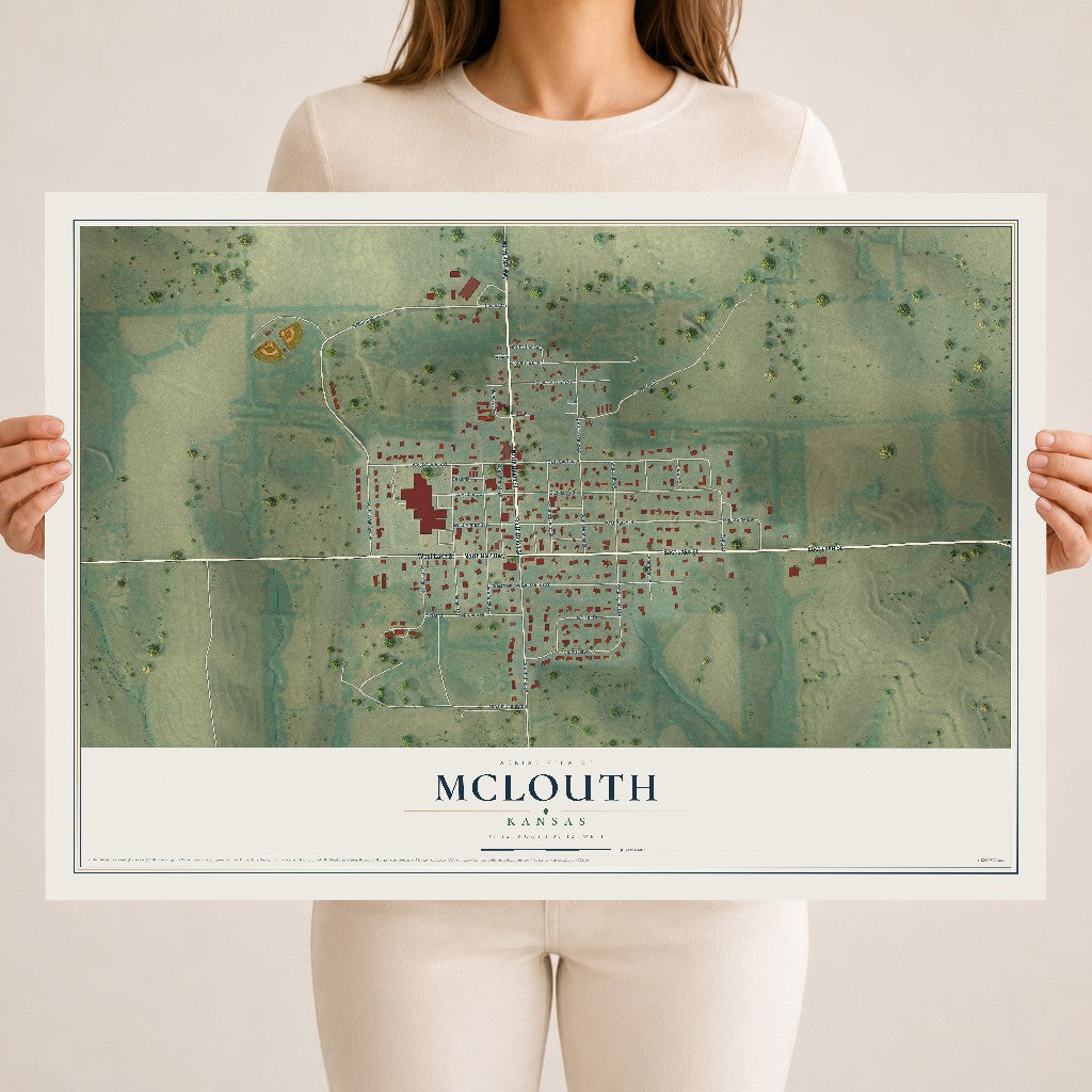 Map of McLouth, Kansas, 18 x 24 inch unframed archival matte print