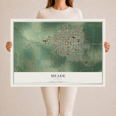 Map of Meade, Kansas, 24 x 36 inch unframed archival matte print