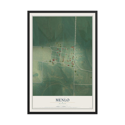 Map of Menlo, Kansas, 12 x 18 inch print in a black wood frame