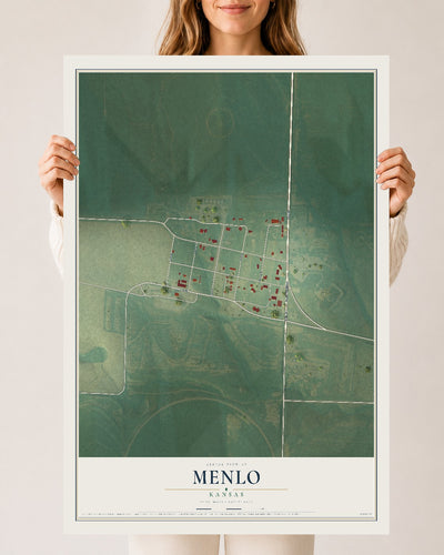 Map of Menlo, Kansas, 24 x 36 inch unframed archival matte print