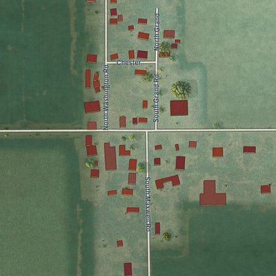 Close-up of the map of Mentor, Kansas print showing street and building detail