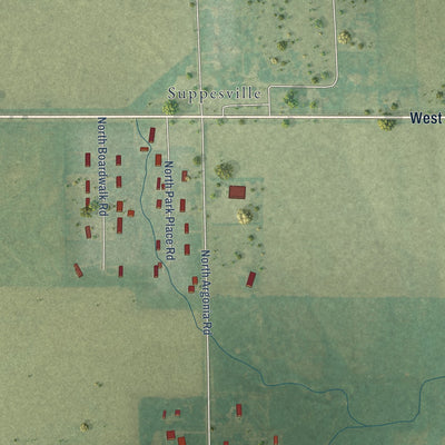 Close-up of the map of Milton, Kansas print showing street and building detail
