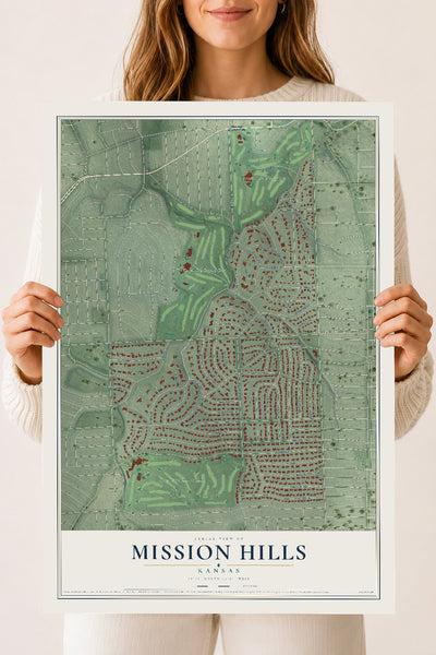 Map of Mission Hills, Kansas, 18 x 24 inch unframed archival matte print