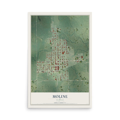 Map of Moline, Kansas, 12 x 18 inch unframed archival matte print