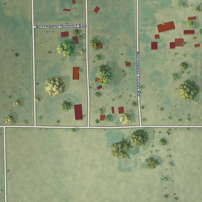 Close-up of the map of Mont Ida, Kansas print showing street and building detail