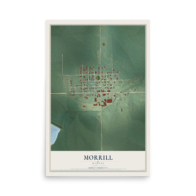 Map of Morrill, Kansas, 12 x 18 inch unframed archival matte print